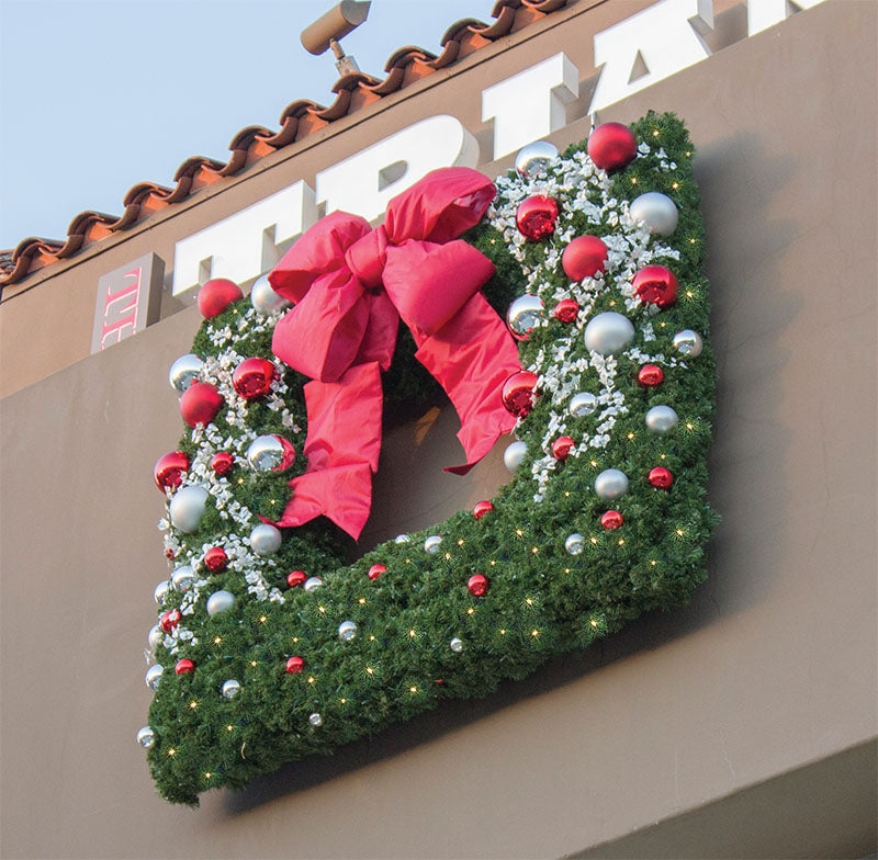 Dekra Lite Square Wreath with Red Bow Display